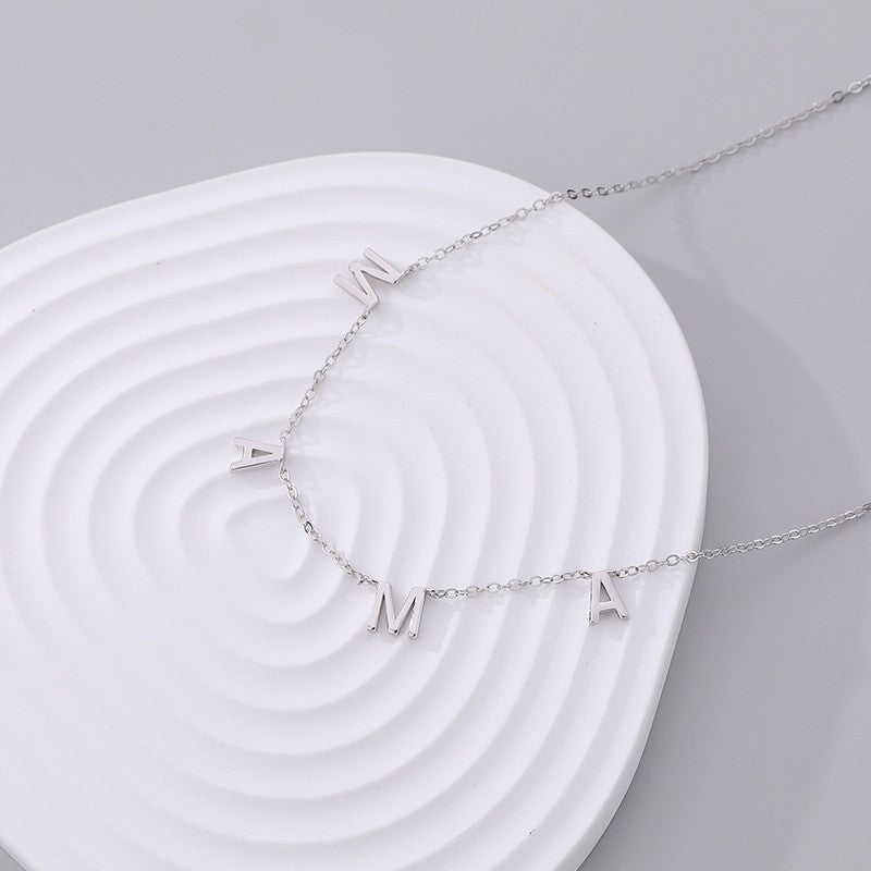925 Sterling Silver M-A-M-A Initial Pendant Necklace
