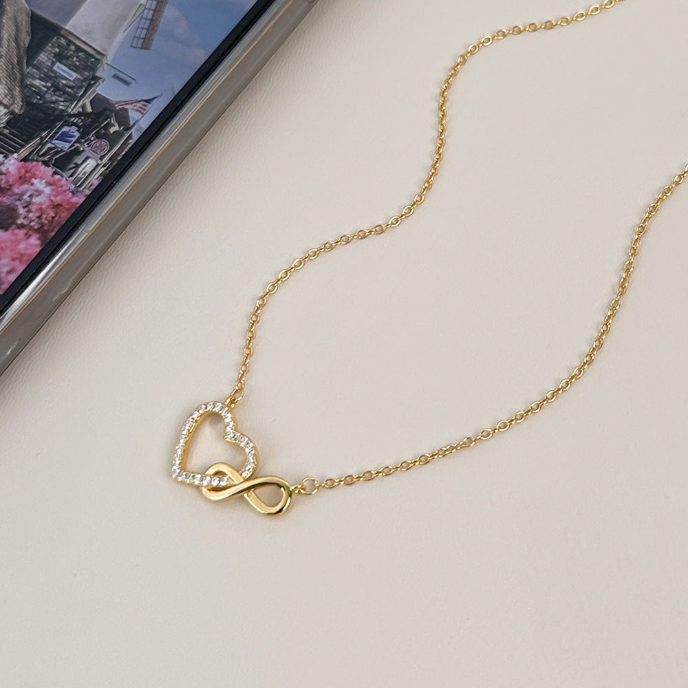 925 Sterling Silver Infinity Heart Fashion Necklace