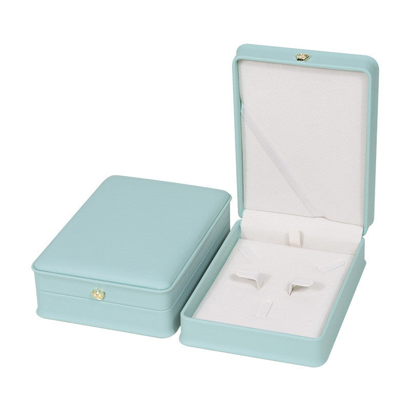 Elegant PU Crown Small Jewelry Set Box: Ring, Necklace & Earring Trio