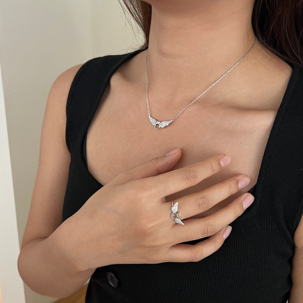 925 Sterling Silver Angel Wings Fashion Necklace