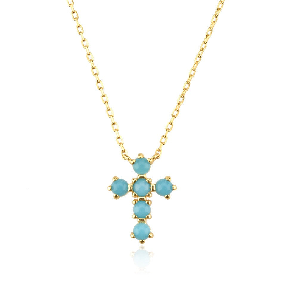925 Sterling Silver Zircon Cross Pendant Necklace