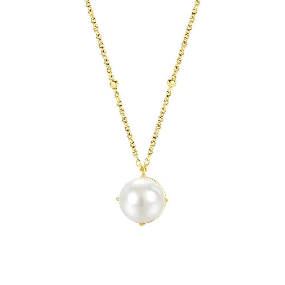 925 Sterling Silver Pearl Necklace Fashion Jewelry Gift for Women Girls