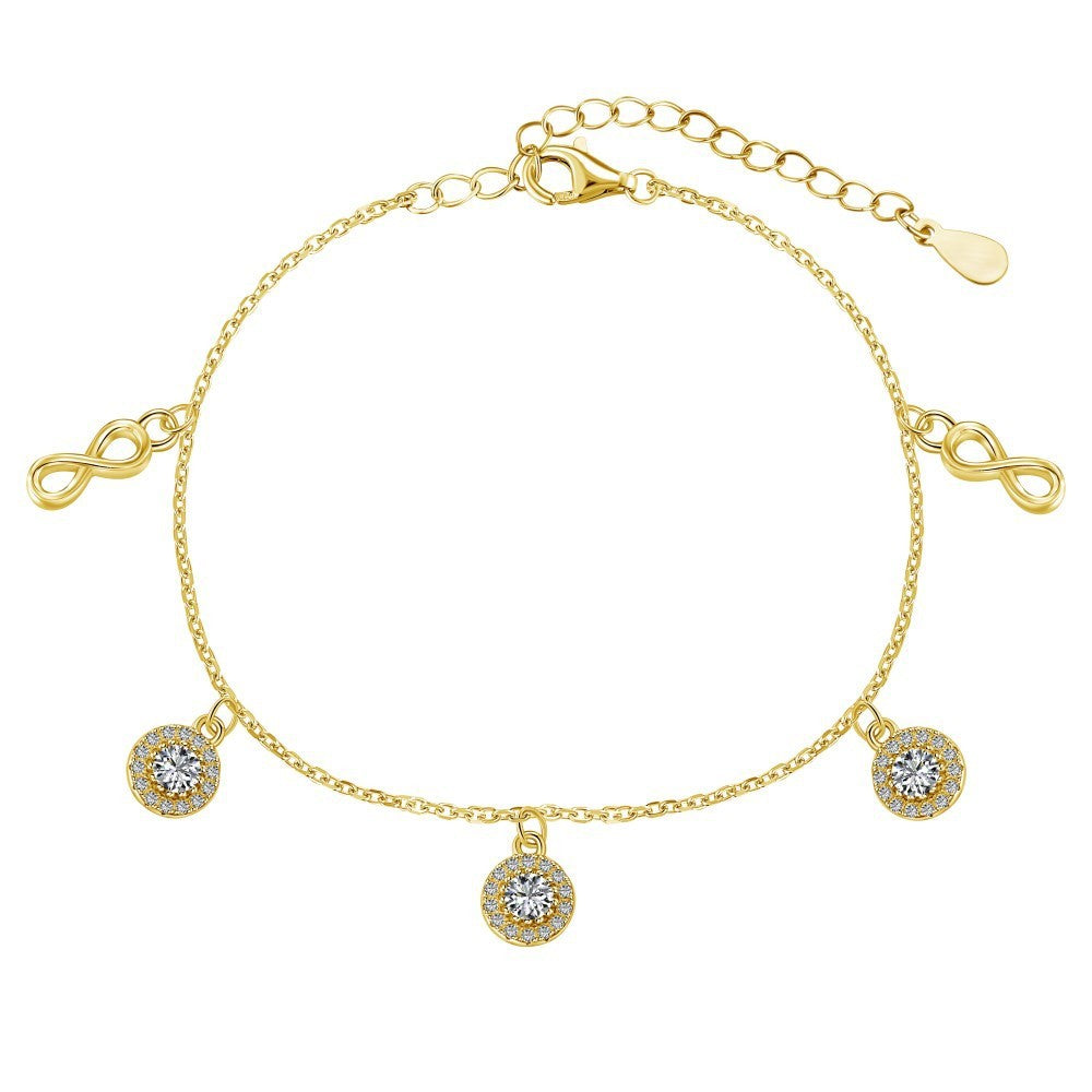 925 Sterling Silver Infinity Love Charm Fashion Anklet
