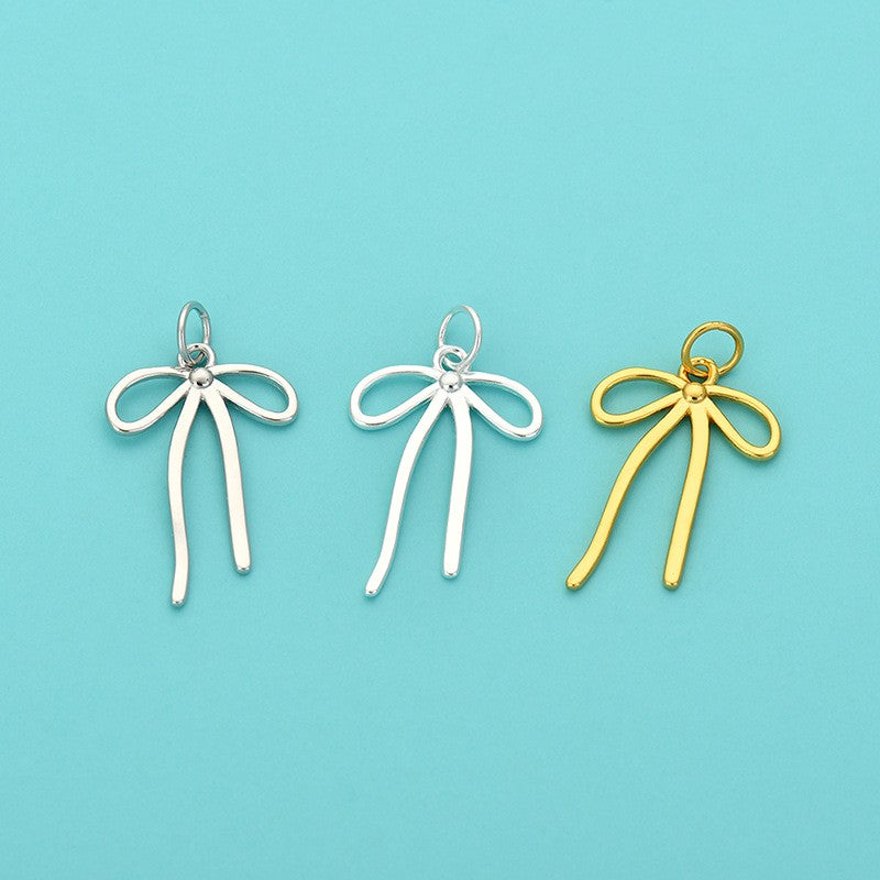 925 Sterling Silver Bow Knot Charm For Jewelry DIY