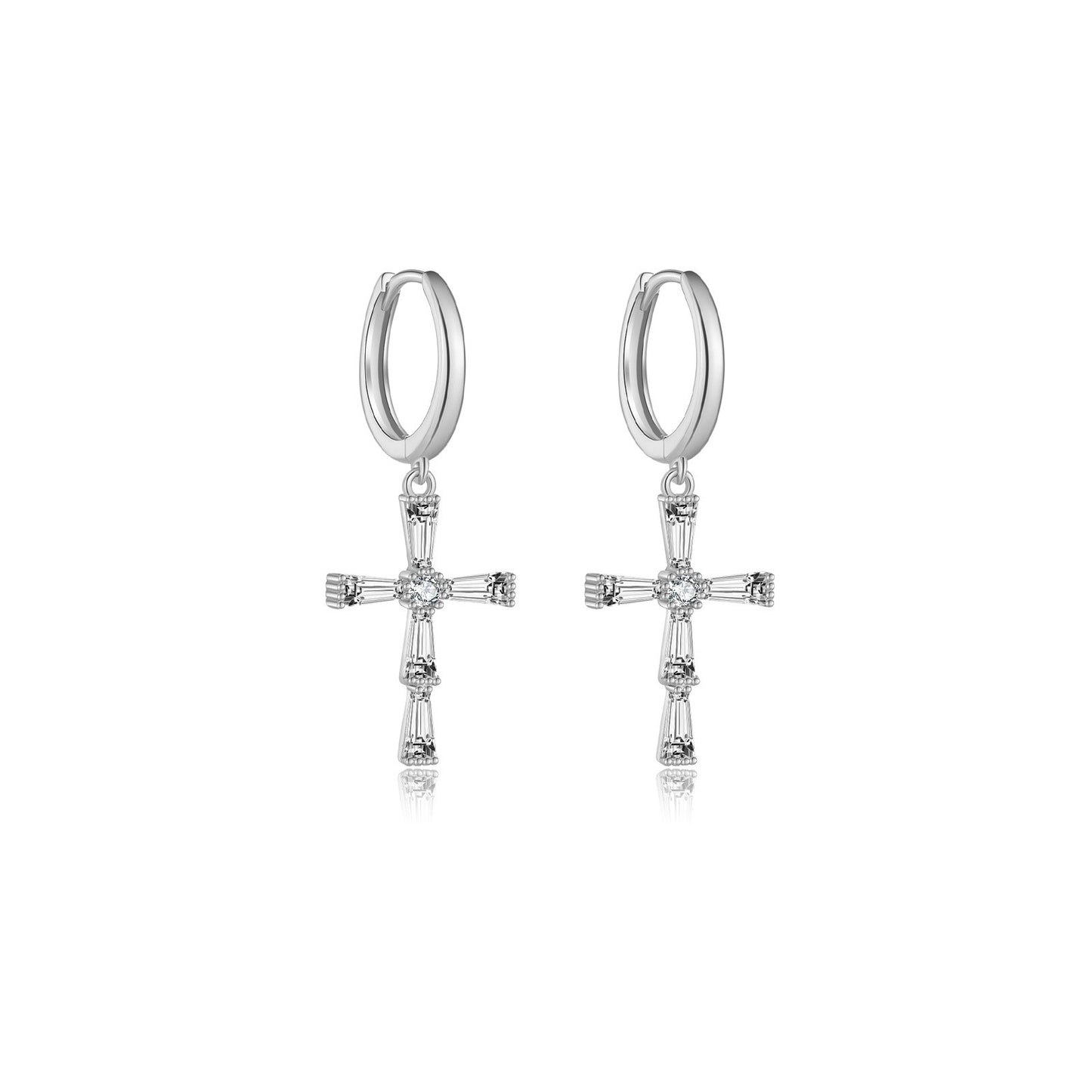 925 Sterling Silver Cross Earrings