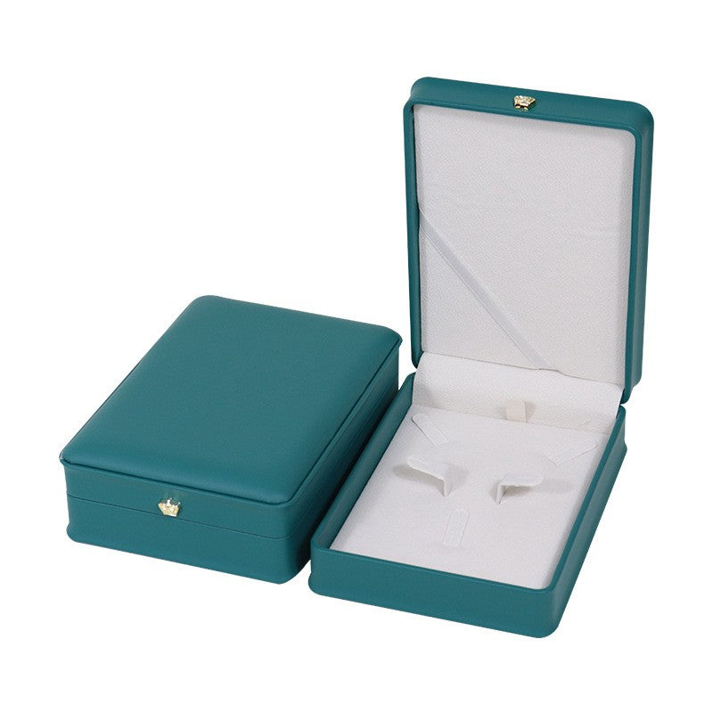 Elegant PU Crown Small Jewelry Set Box: Ring, Necklace & Earring Trio