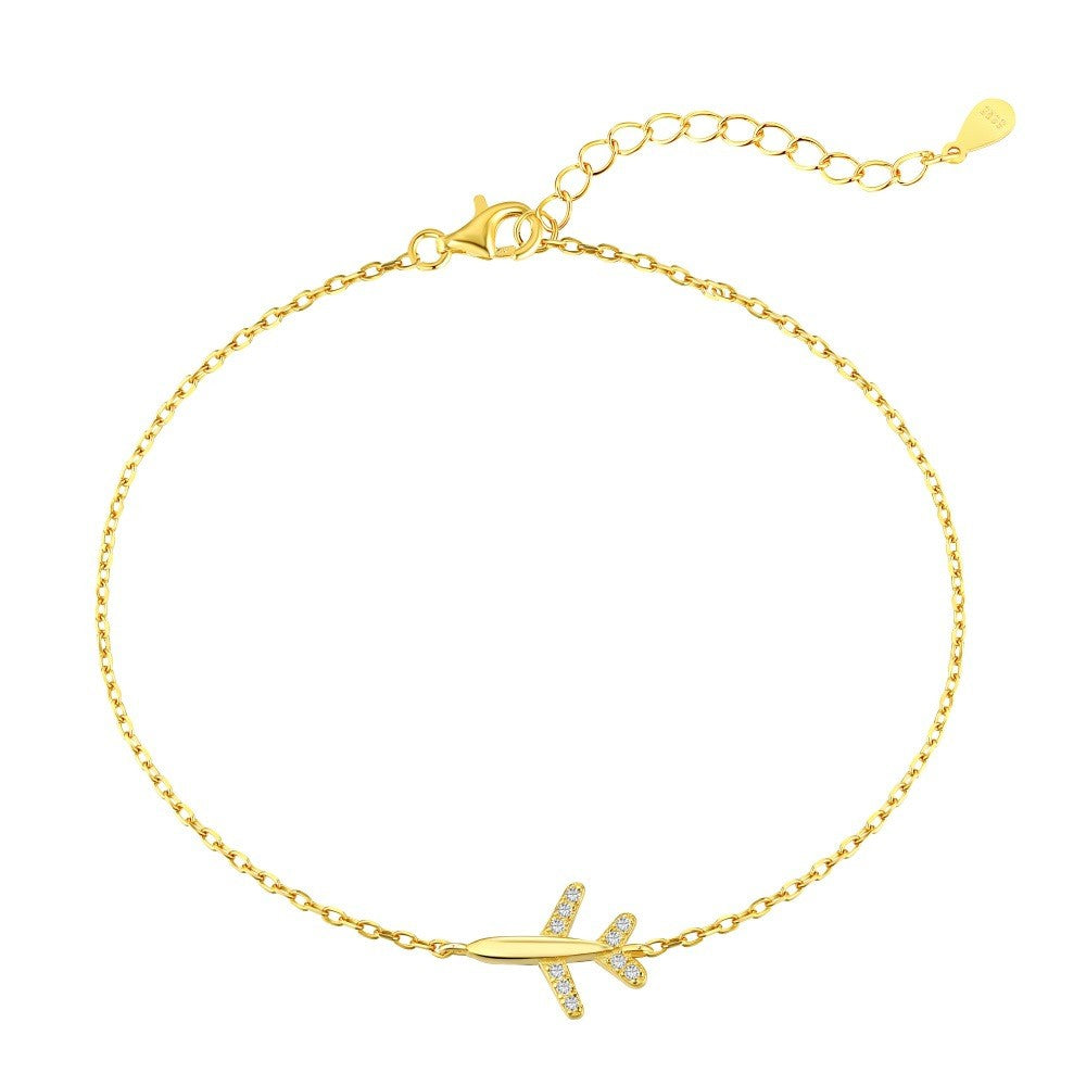925 Sterling Silver Airplane Fashion Bracelet