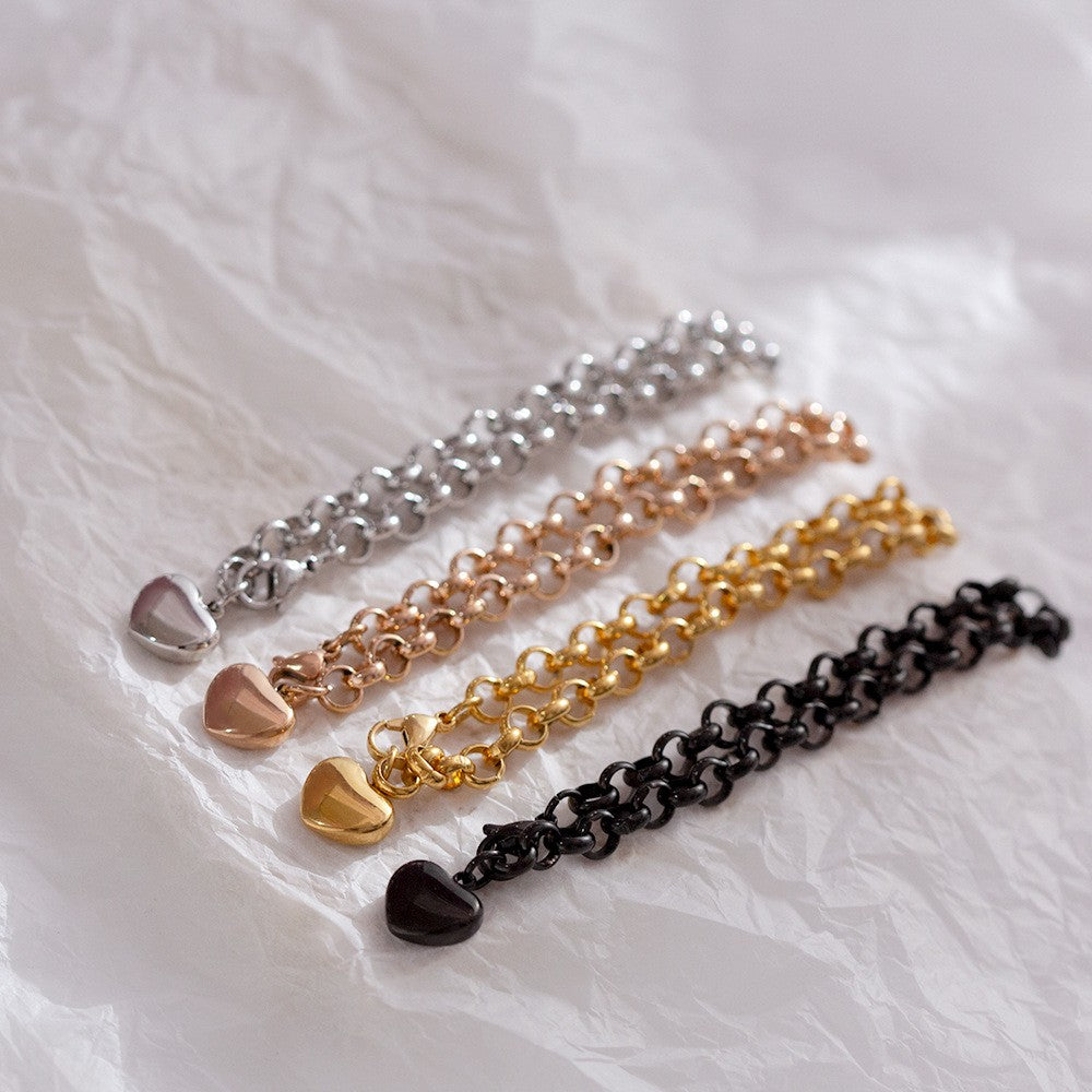 Stainless Steel Minimalist Heart Pendant Fashion Bracelet