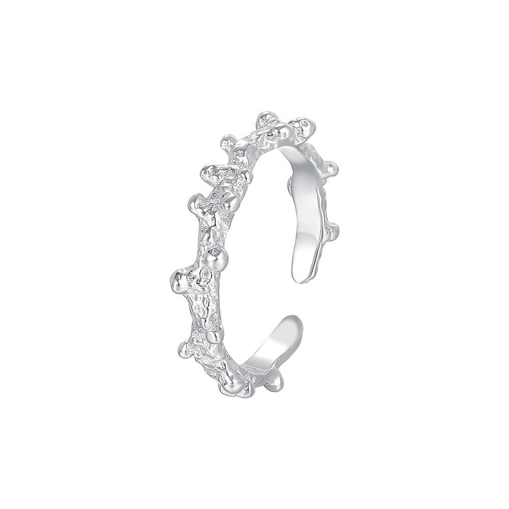 925 Sterling Silver Branch Irregular Fashion Open Ring