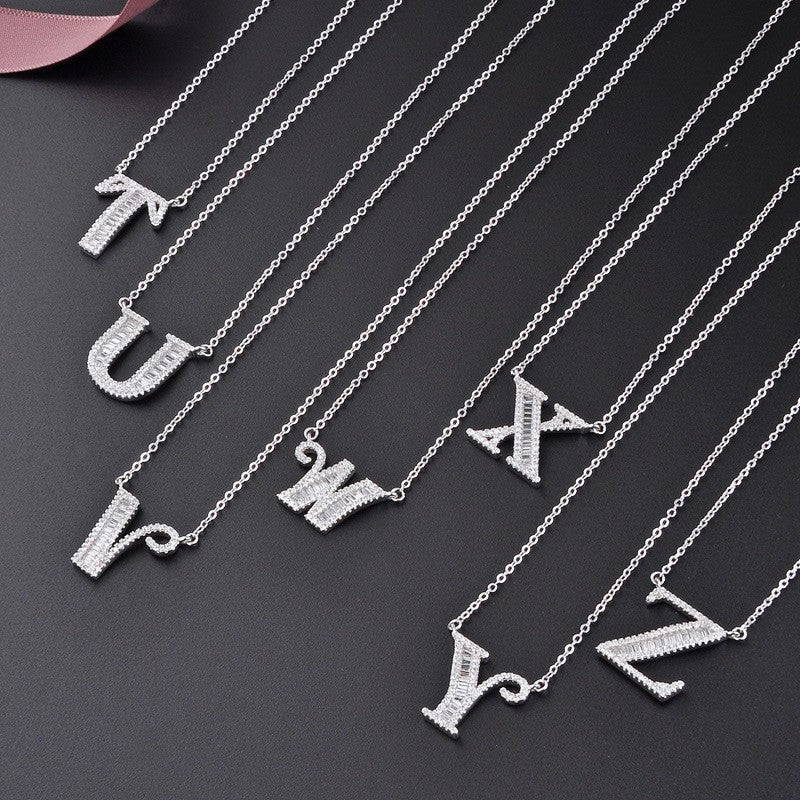 925 Sterling Silver Alphabet A-Z Pendant Necklace