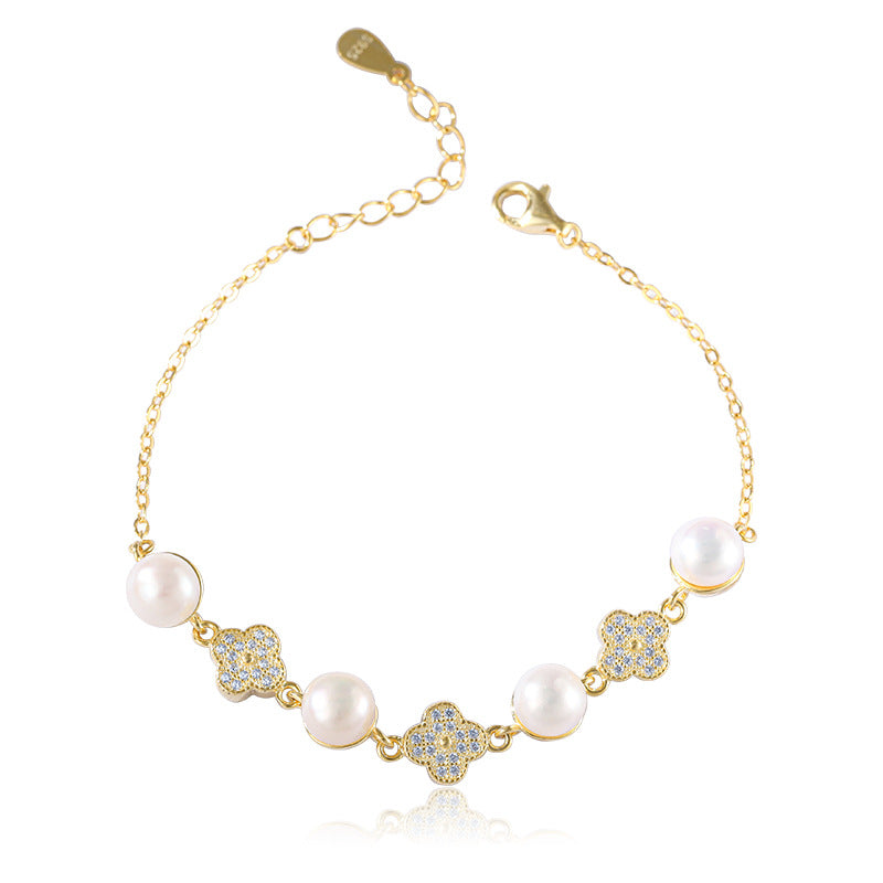 925 Sterling Silver Pearl Fashion Bracelet