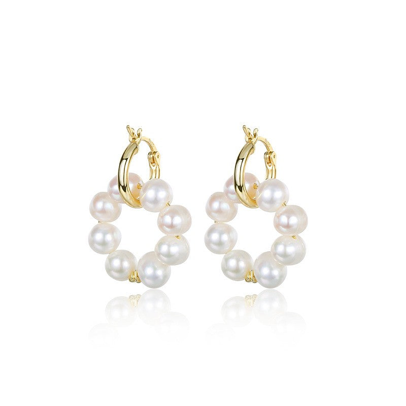 925 Sterling Silver Pearl Earrings Fashion Jewelry Gift for Women Girl