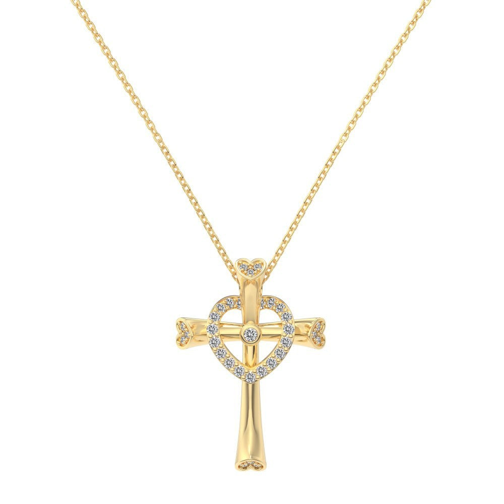 925 Sterling Silver Cross Heart Necklace