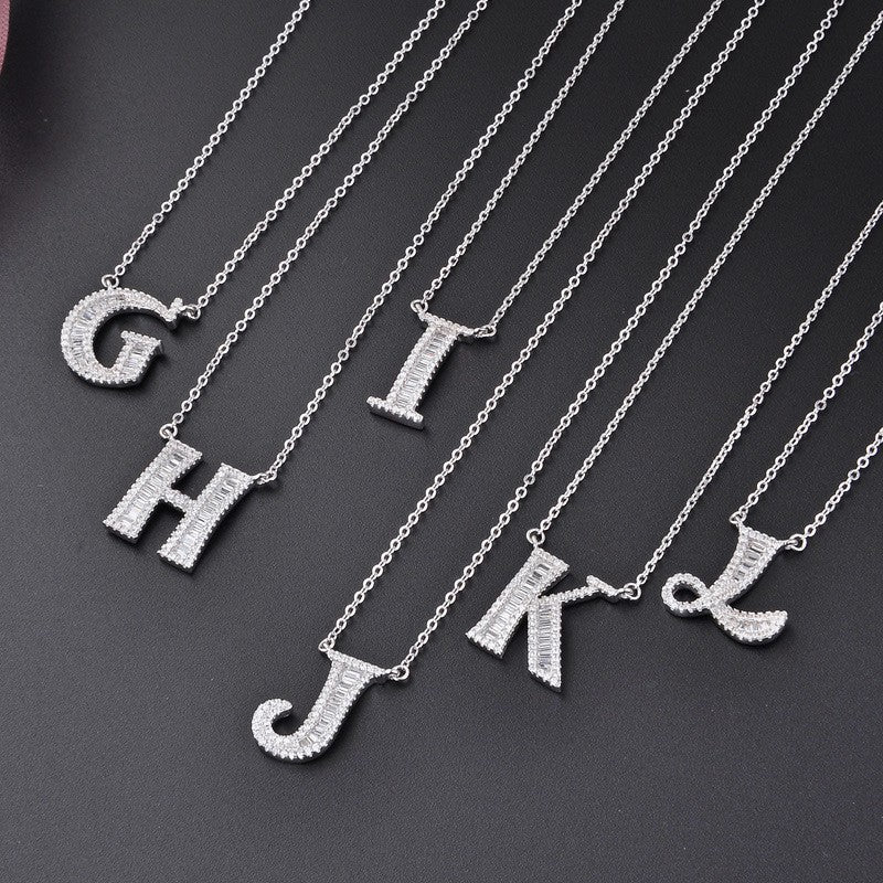 925 Sterling Silver Alphabet A-Z Pendant Necklace