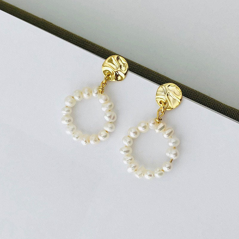 925 Sterling Silver Natural Pearl Earrings Fashion Jewelry Gift for Women Girl