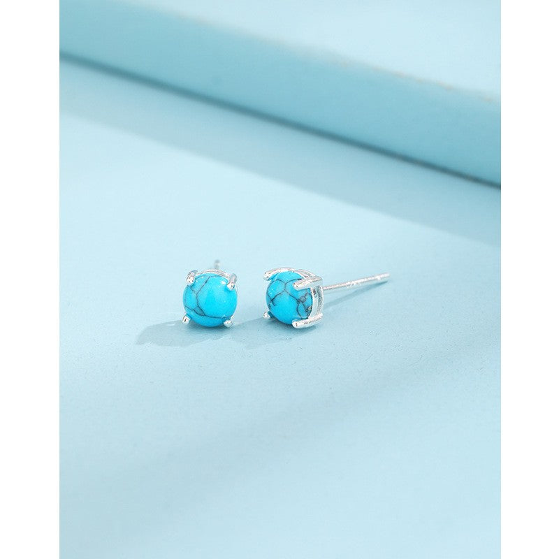 925 Sterling Silver Turquoise Stud Earrings