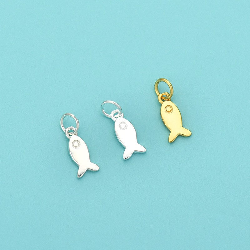 925 Sterling Silver Fish Charm For Jewelry DIY