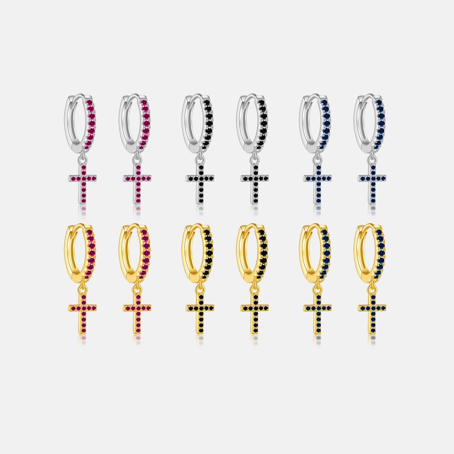 925 Sterling Silver Cross Earrings