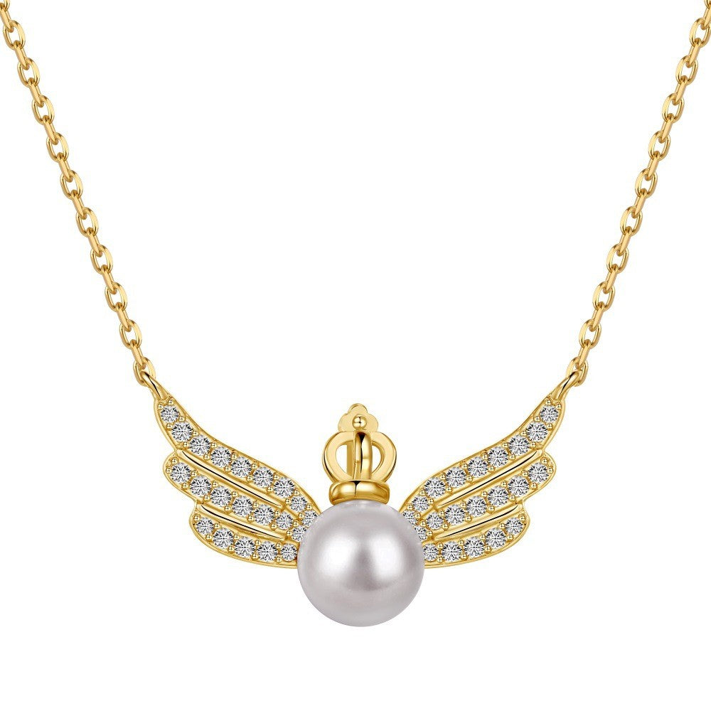 925 Sterling Silver Angel Wings Fashion Necklace