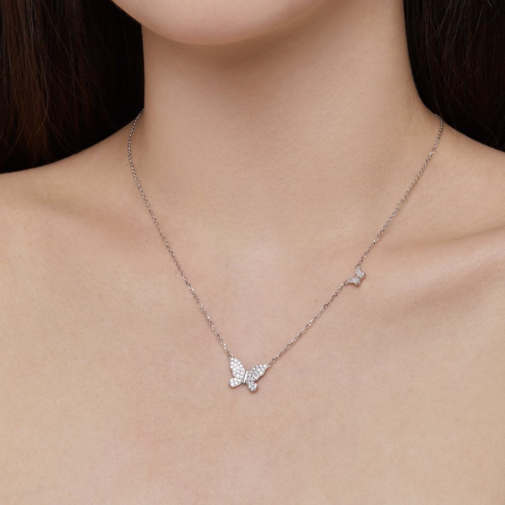 925 Sterling Silver Butterfly Fashion Pendant Necklace