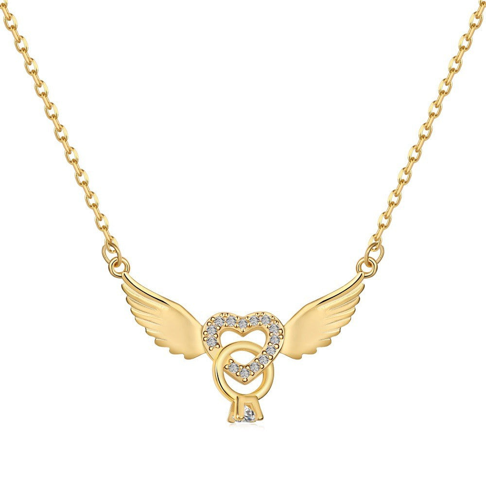 925 Sterling Silver Angel Wings Fashion Necklace