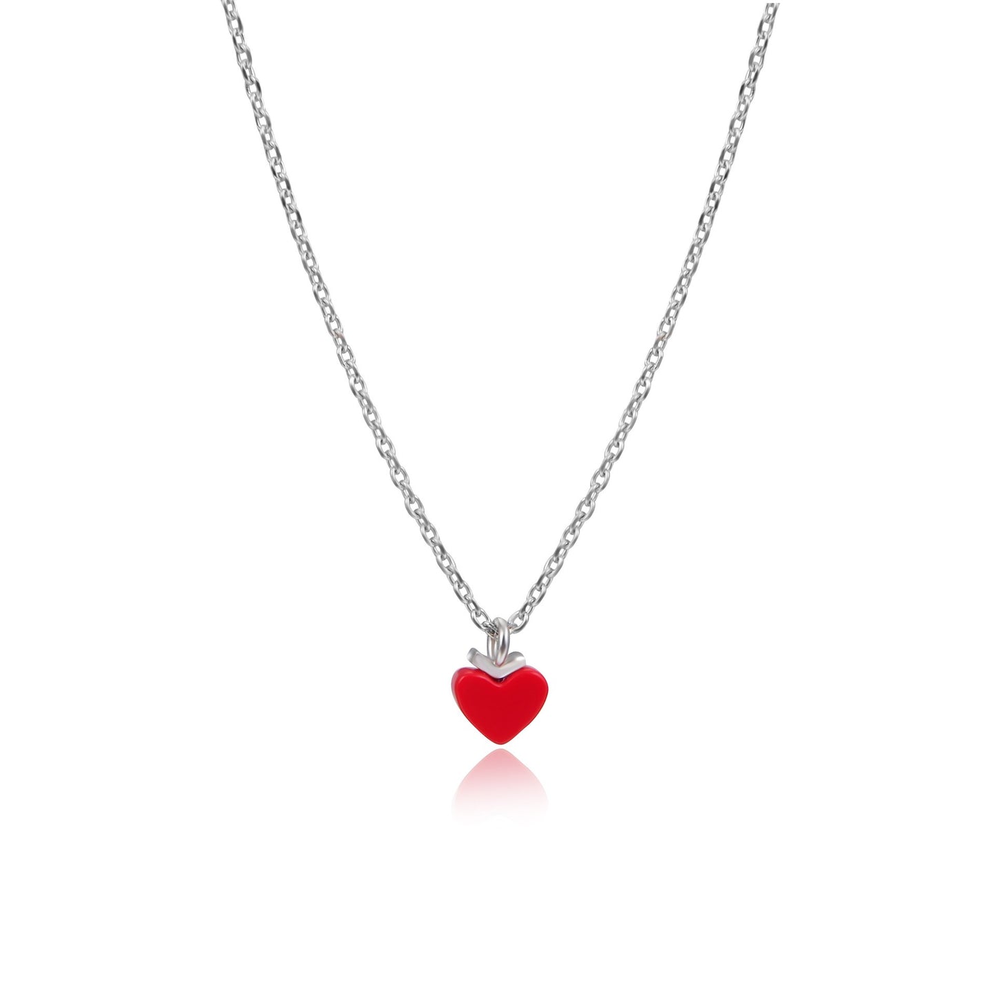 925 Sterling Silver Red Heart Necklace