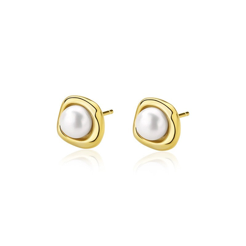 925 Sterling Silver Natural Pearl Earrings Fashion Jewelry Gift for Women Girl