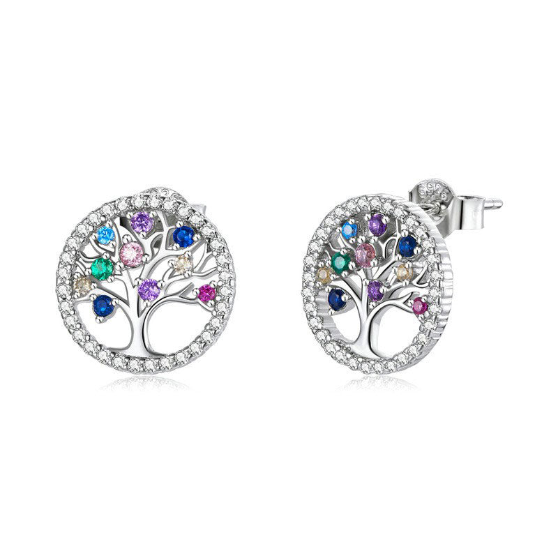 925 Sterling Silver Tree of Life Fashion Earrings
