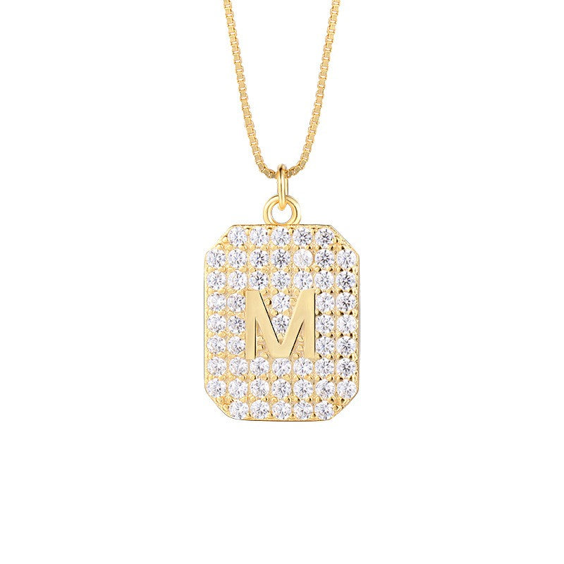 925 Sterling Silver Letter M Initial Pendant Necklace