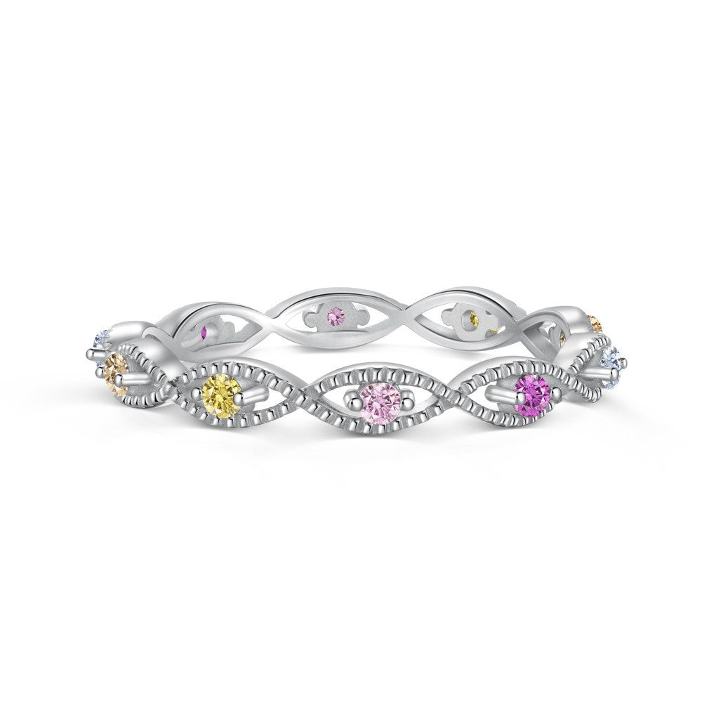 925 Sterling Silver Color Zircon Fashion Ring