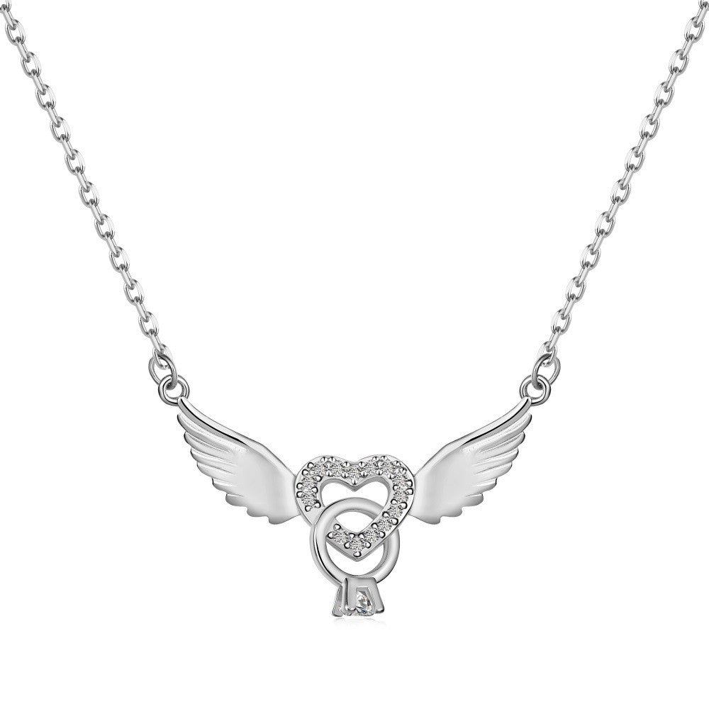 925 Sterling Silver Angel Wings Fashion Necklace