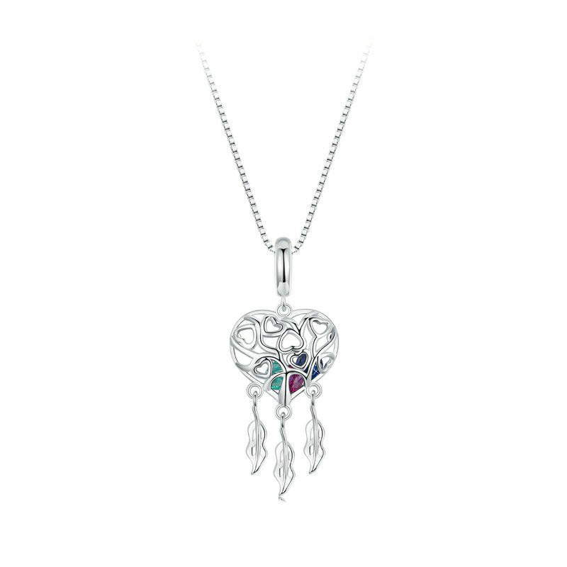 925 Sterling Silver Tree of Life Dreamcatcher Fashion Necklace