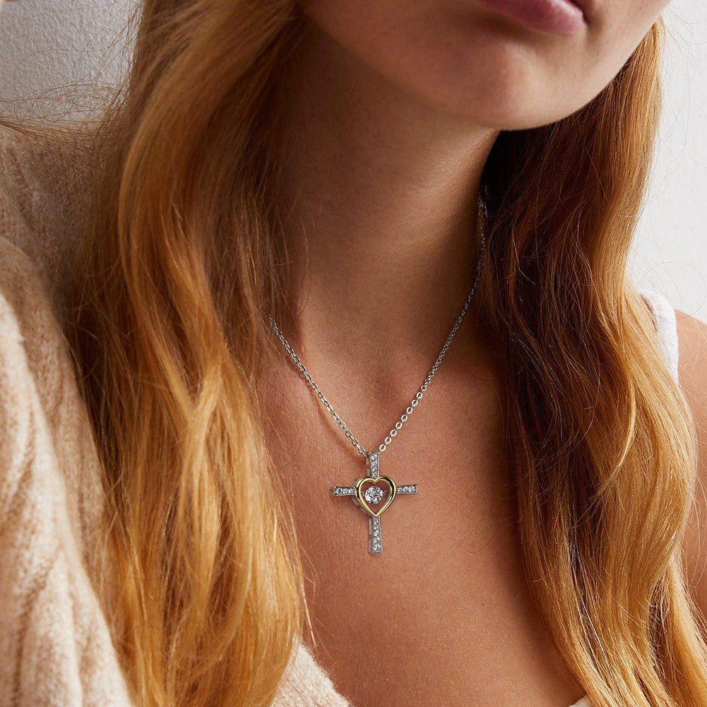 925 Sterling Silver Zircon Cross Pendant Necklace