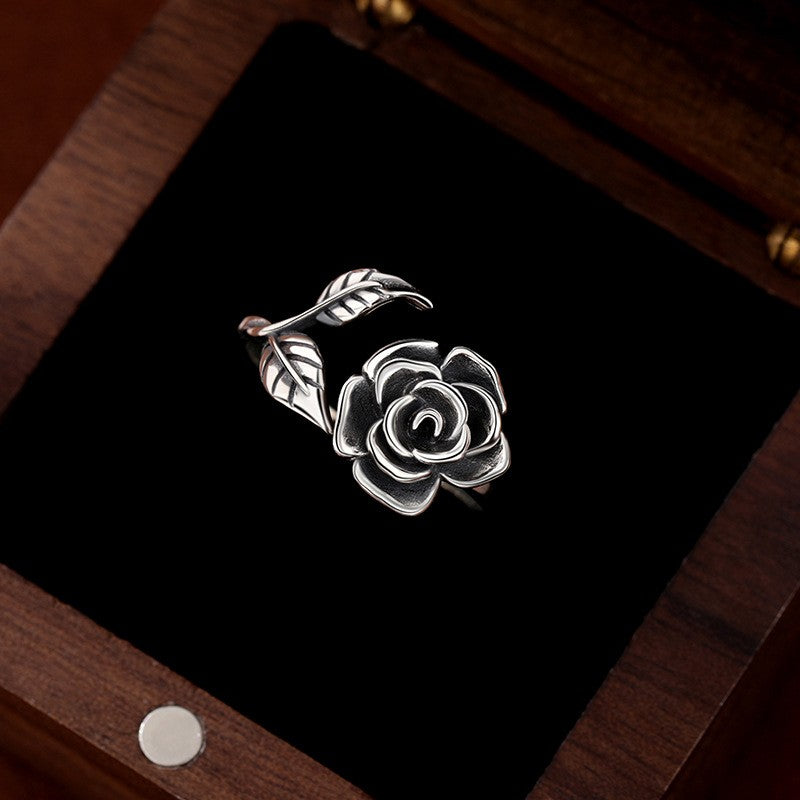 925 Sterling Silver Rose Open Fashion Ring