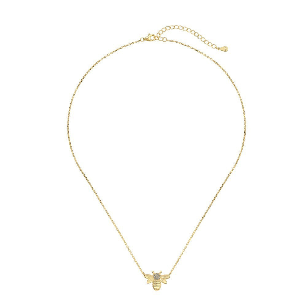 925 Sterling Silver Bee Fashion Pendant Necklace