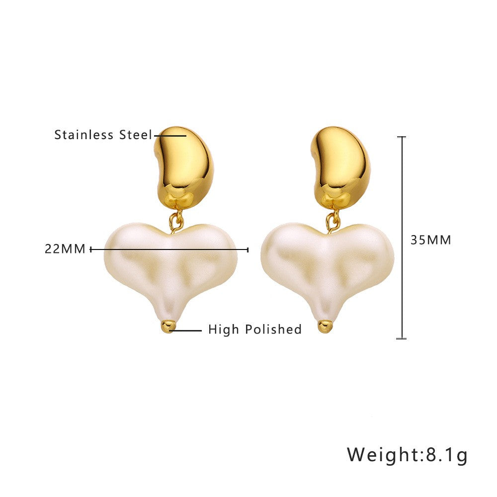 Pendientes de corazón de acero inoxidable de moda
