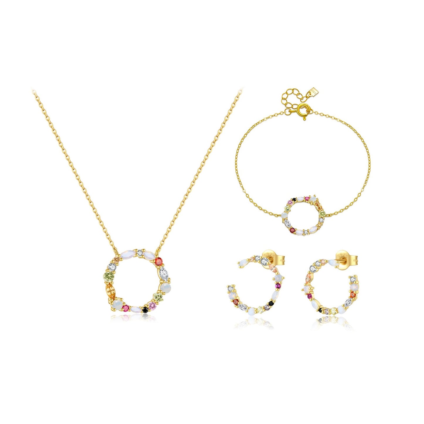 925 Sterling Silver Color Zircon Fashion Jewelry Set