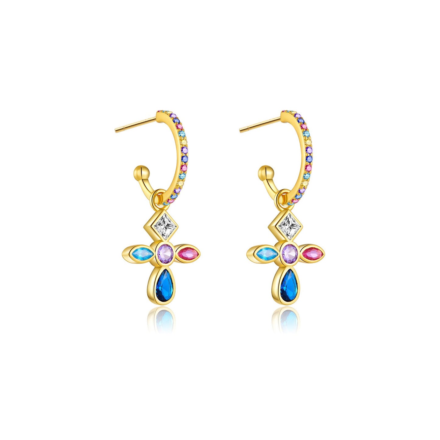 925 Sterling Silver Cross Earrings