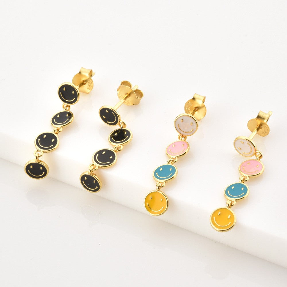 925 Sterling Silver Face Fashion Earrings
