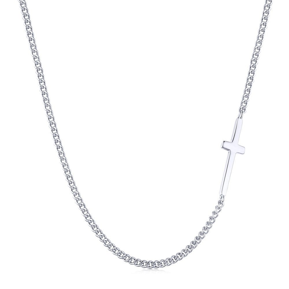 Collar de cruz de plata de ley 925