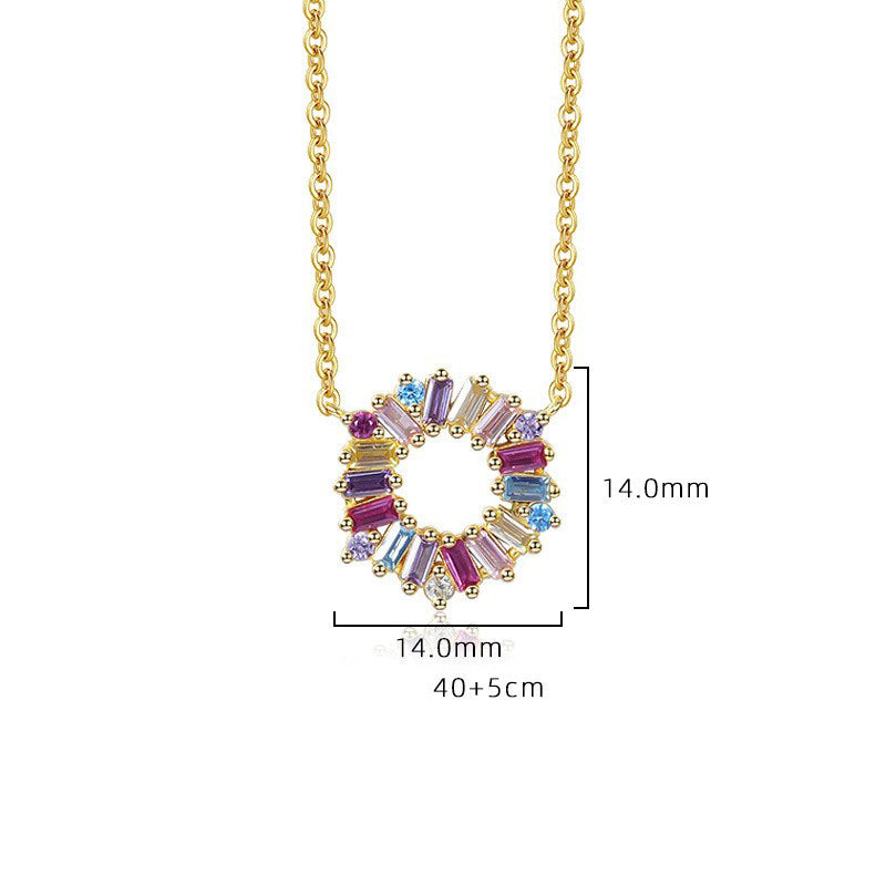 925 Sterling Silver Circle Zircon Pendant Necklace