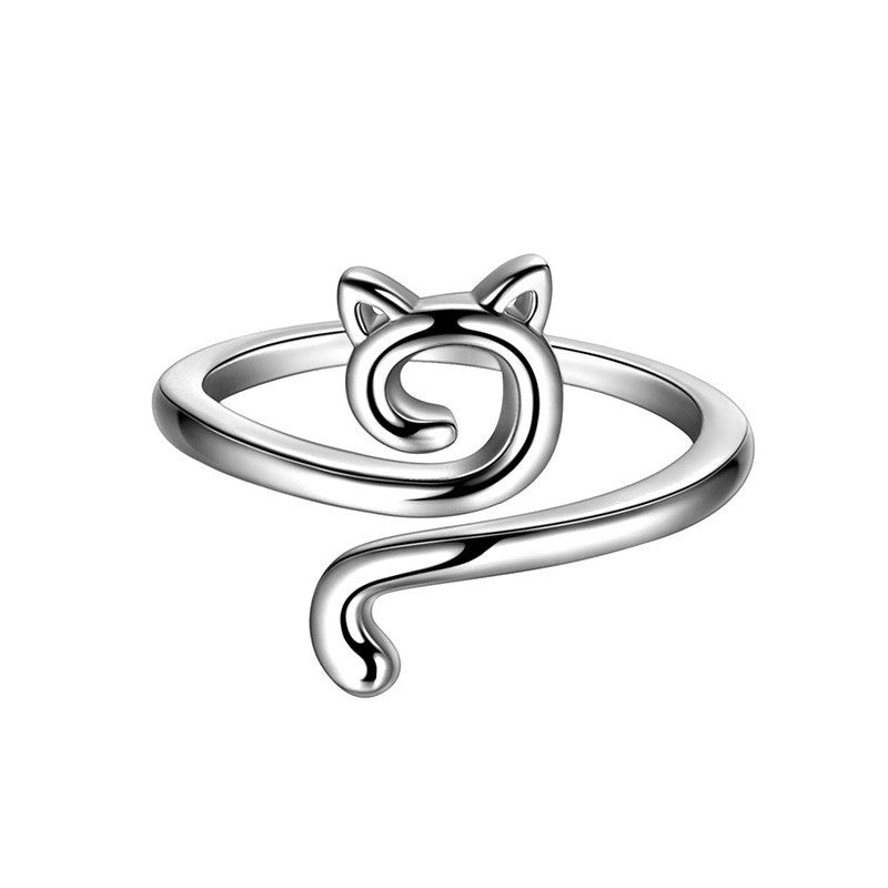 925 Sterling Silver Cat Fashion Ring