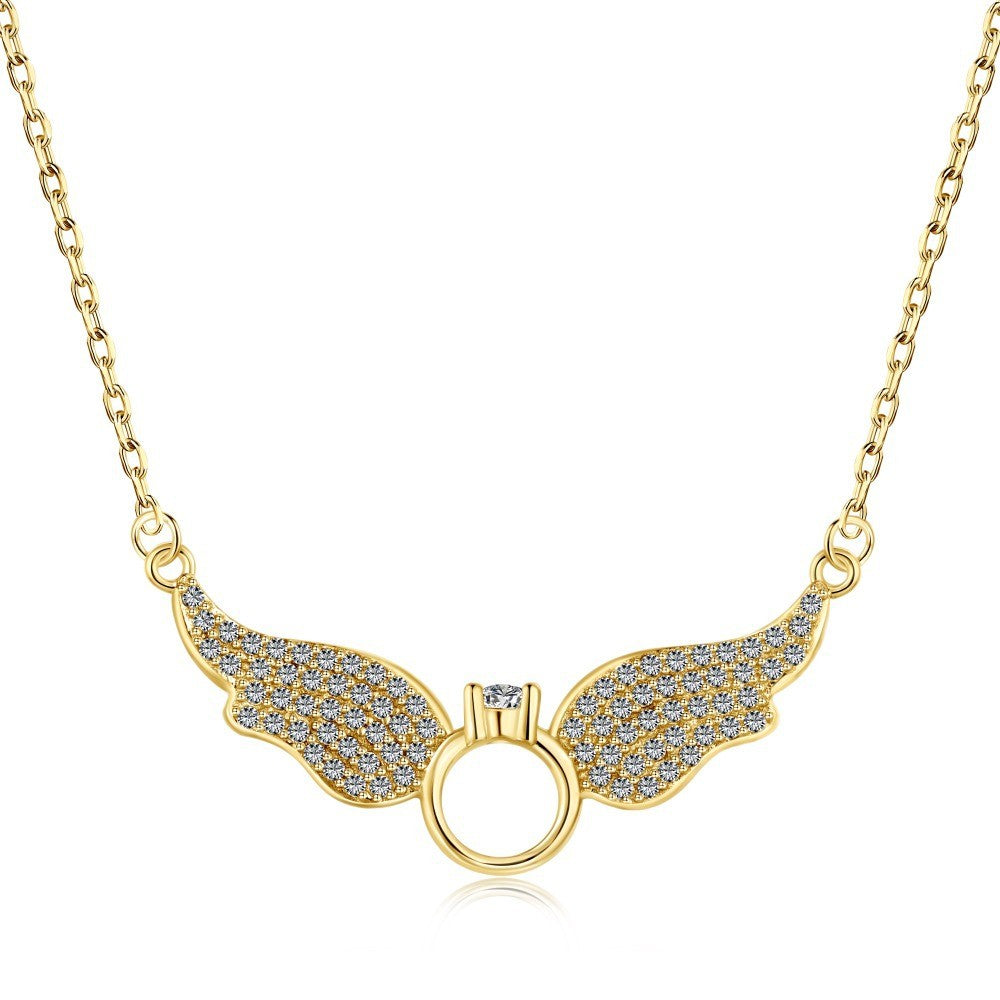 925 Sterling Silver Angel Wings Fashion Necklace