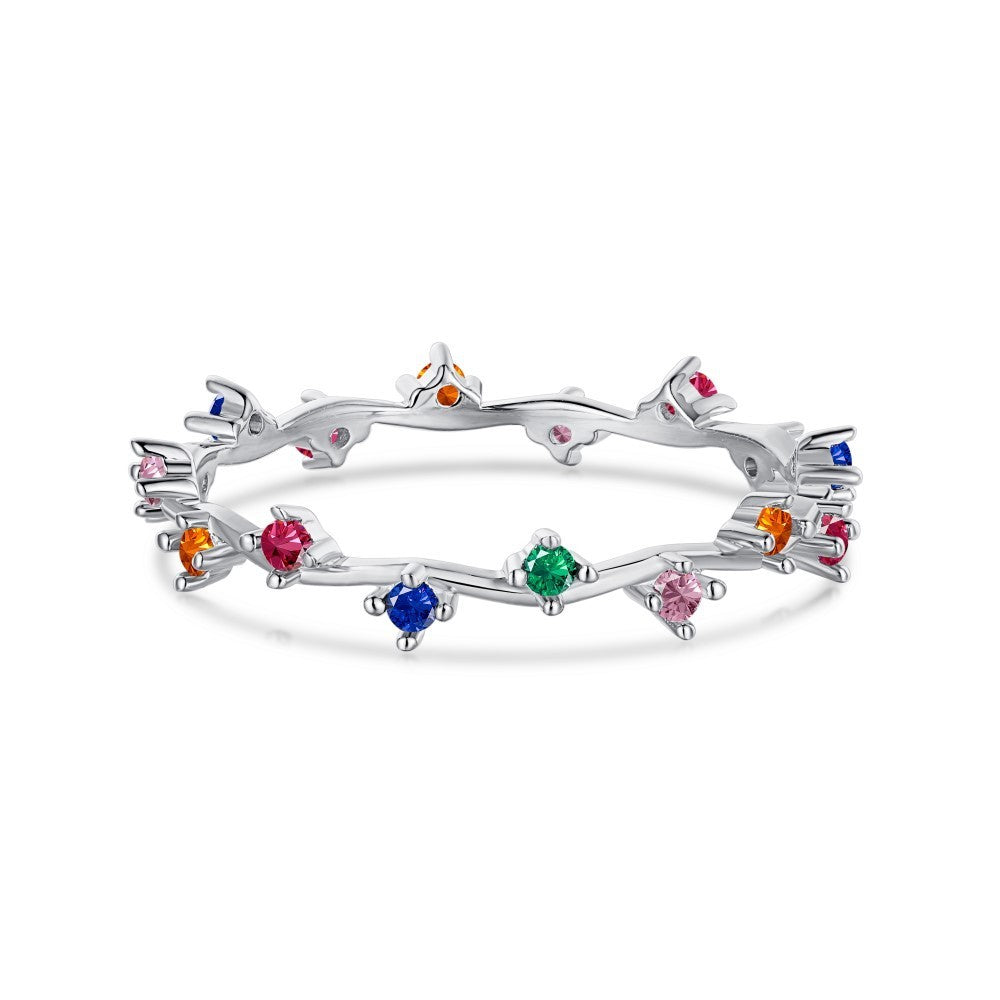 925 Sterling Silver Color Zircon Fashion Ring