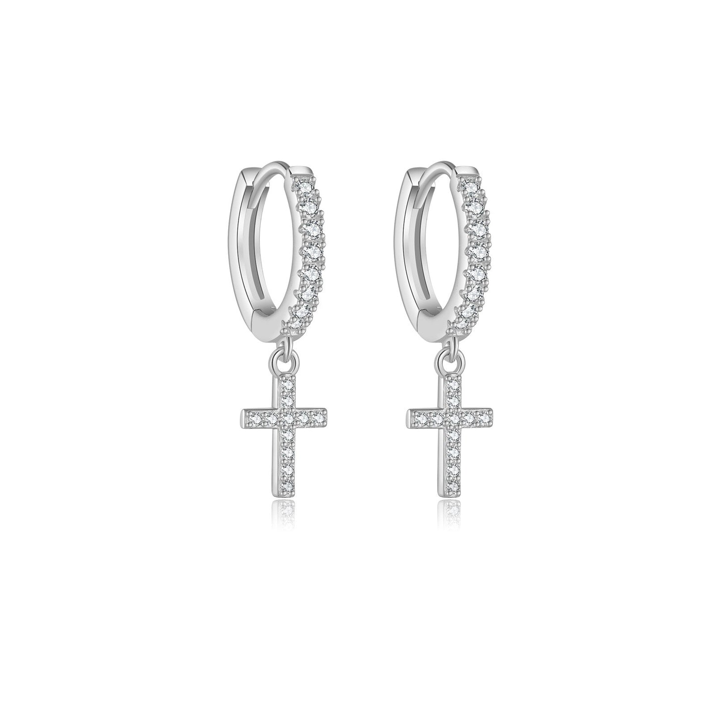 925 Sterling Silver Cross Earrings