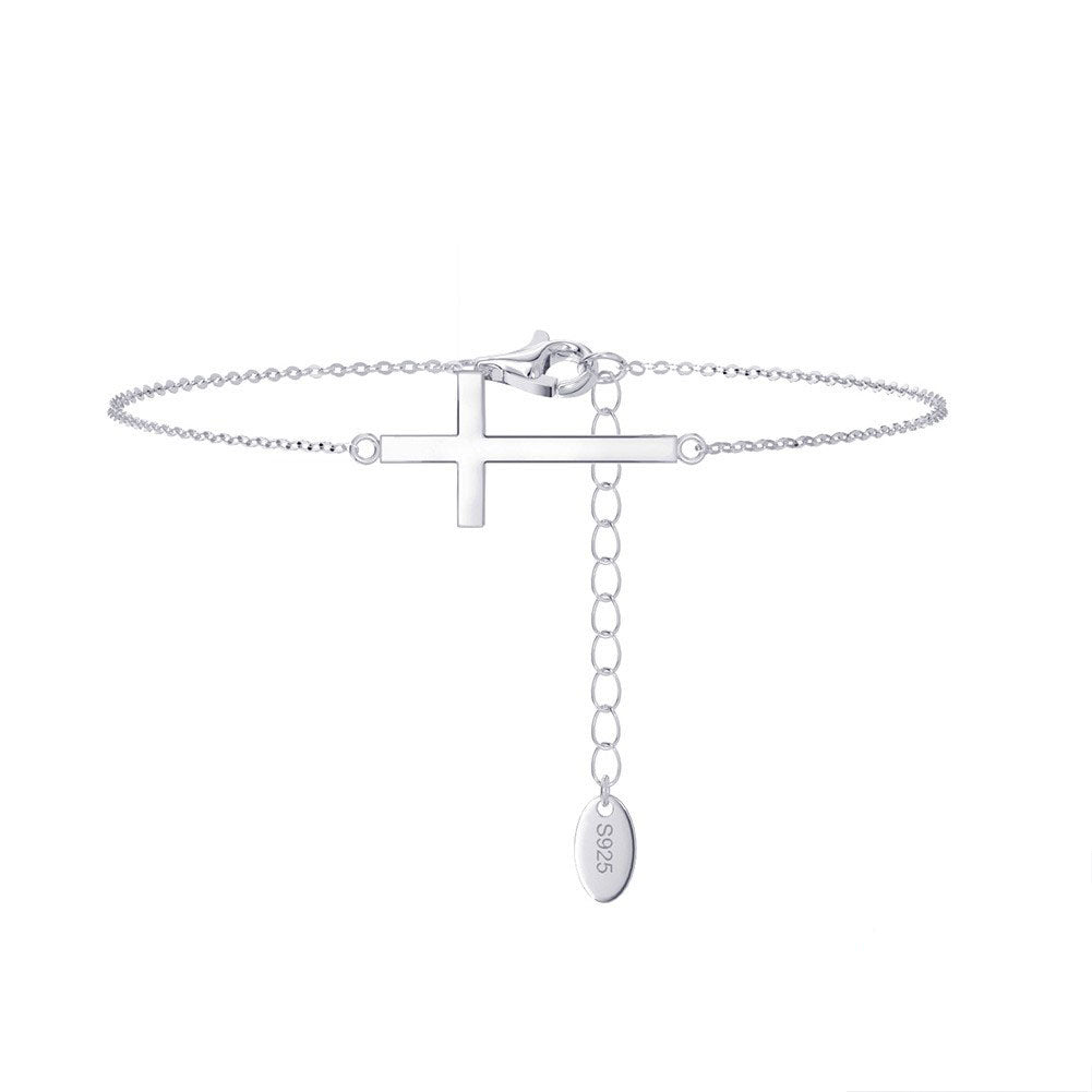 Pulsera de cruz de plata de ley 925