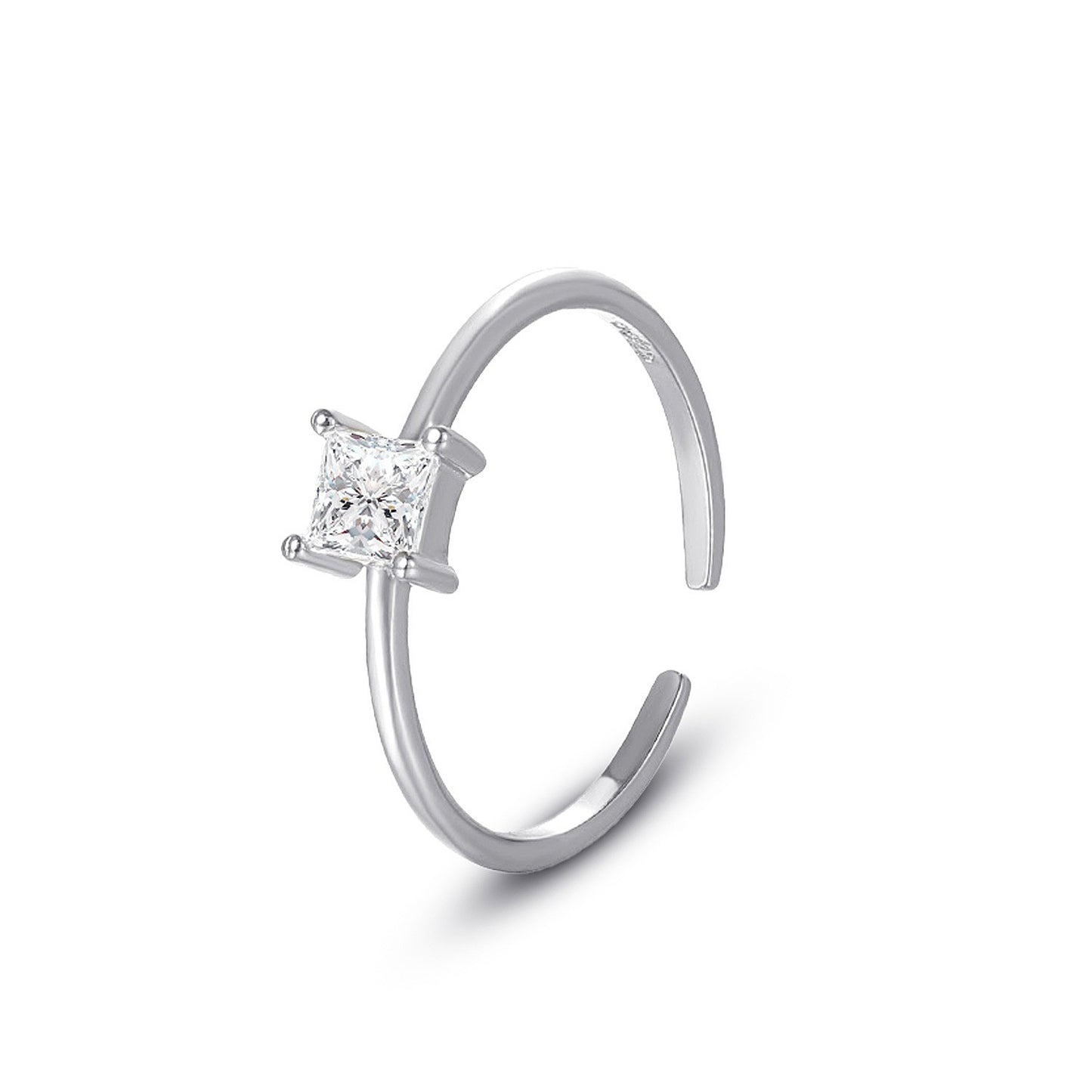 925 Sterling Silver Zircon Fashion Open Ring