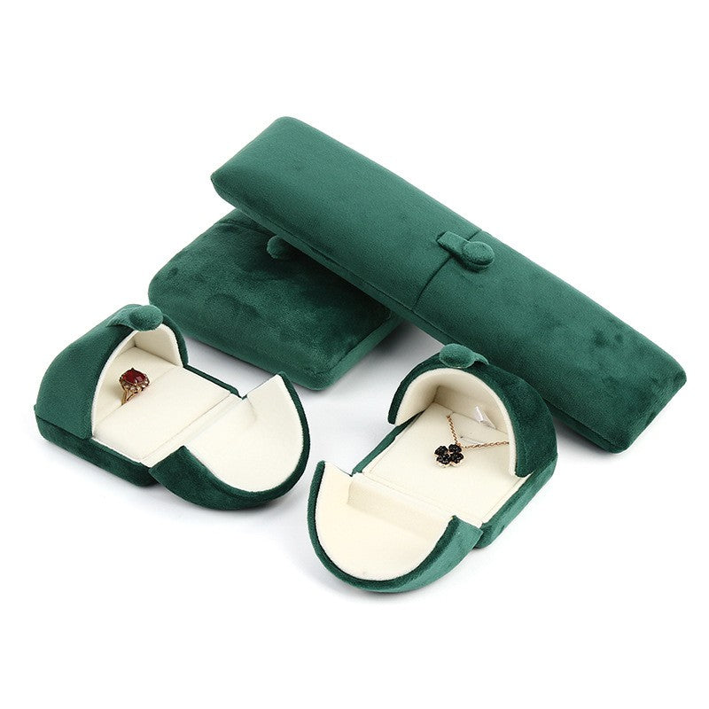 Luxury Double-Opening Ultra-Soft Velvet Button Jewelry Box