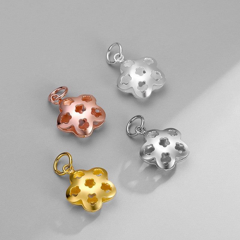 925 Sterling Silver Charm Hollow Flower For Jewelry DIY
