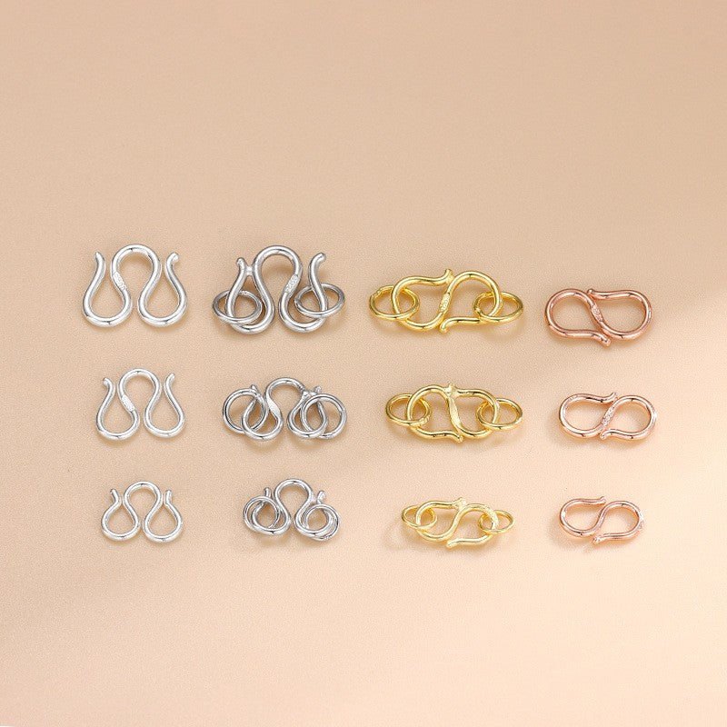 925 Sterling Silver S-Hook W-Hook Clasp For Jewelry DIY